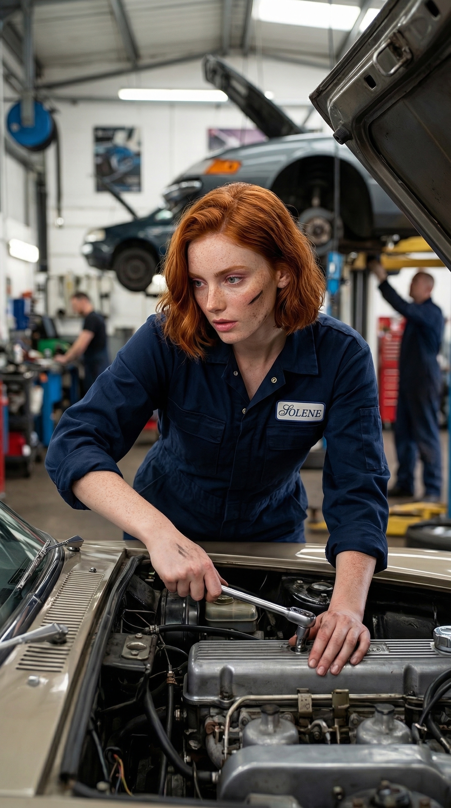 Prompt hiperrealista Taller Automotriz mecánico IA