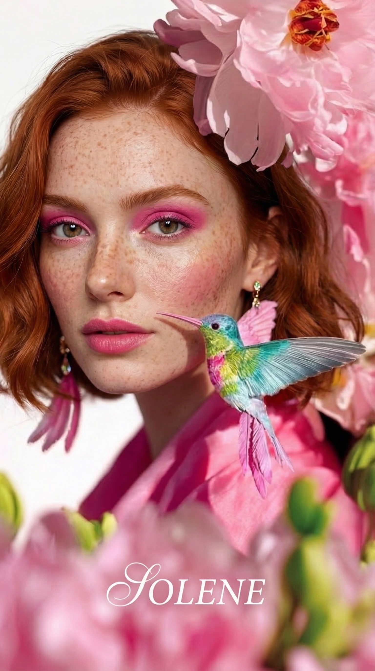 Retrato Rosa con Colibrí