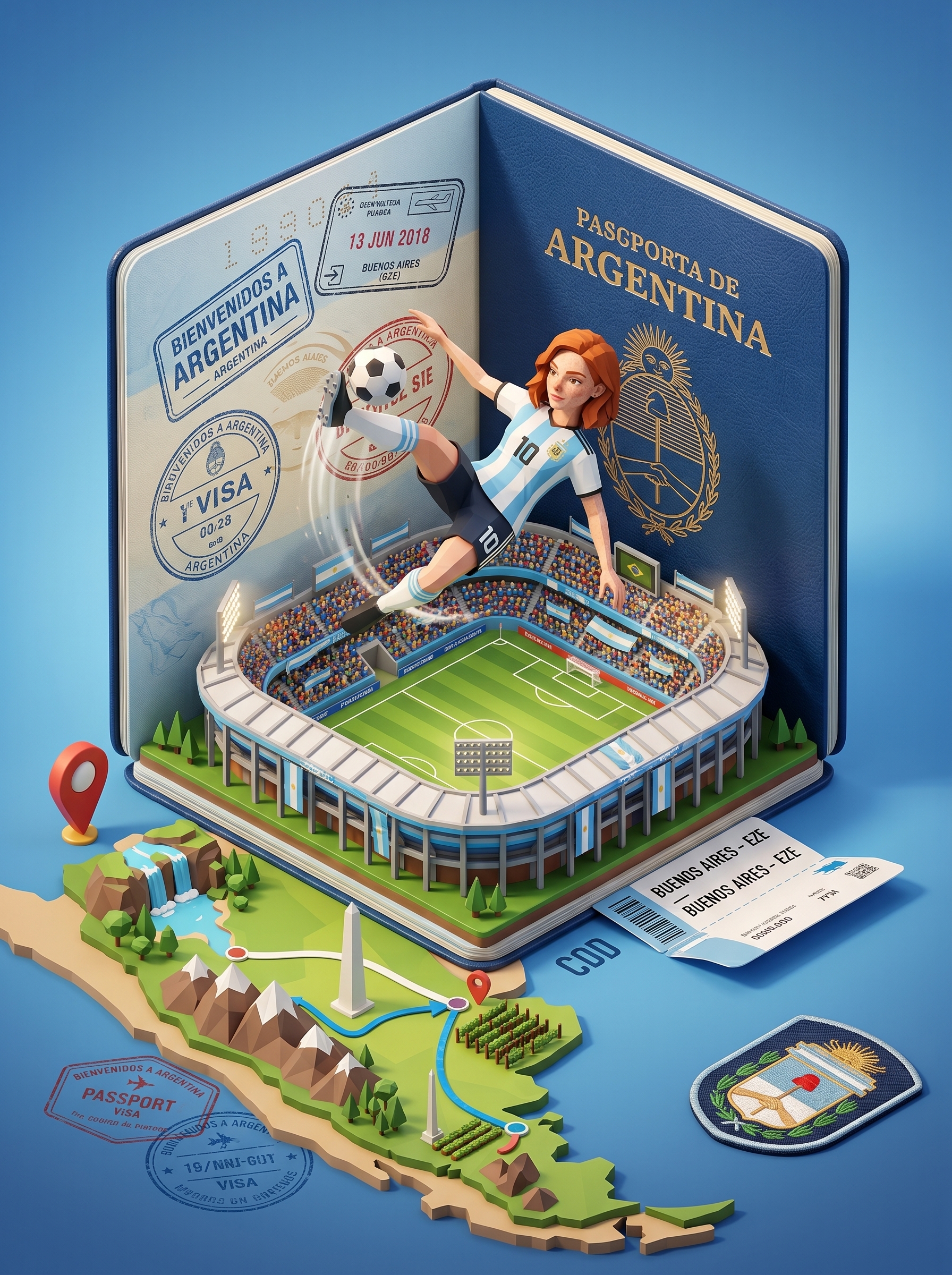 El Pasaporte al Mundial: Arte Conceptual Isométrico